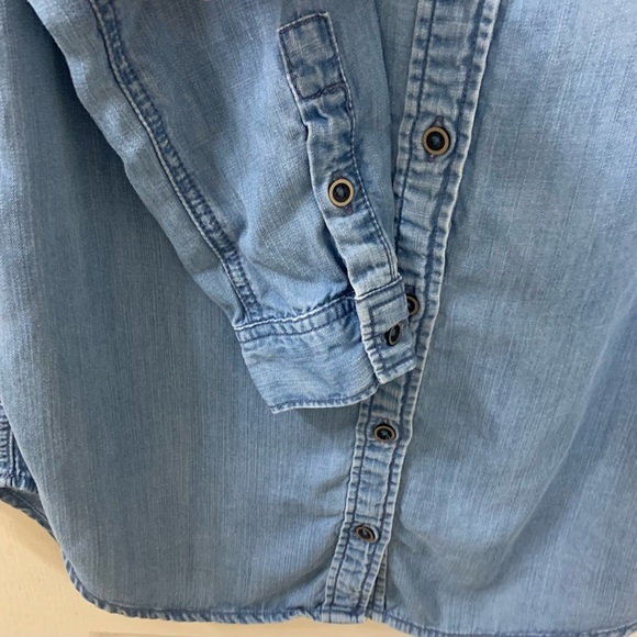 Forever 21 Button Front Chambray Light Wash Mini Shirt Dress Tunic Women’s S - Picture 11 of 13